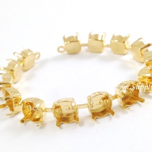 8mm ss39 Gold Plated Bracelet Cup Chain 15-Settings 15.5cm Fits Swarovski 1088 image 1