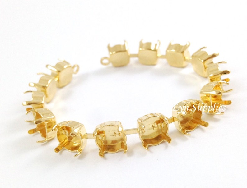 8mm ss39 Gold Plated Bracelet Cup Chain 15-Settings 15.5cm Fits Swarovski 1088 image 1