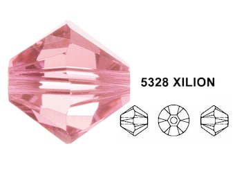5328 LIGHT ROSE Biconos de cristal Swarovski de 4 mm 65 piezas Austria XILION Beads