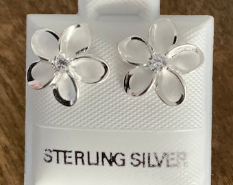 Silver Plumeria Earrings