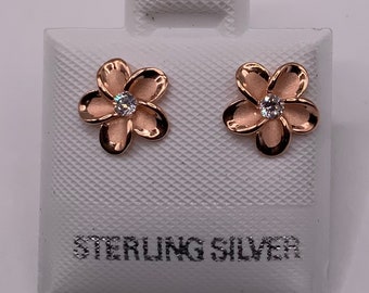 Rose Gold Plumeria Earrings