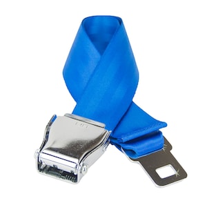 The FlyBuckle™ Fashion Belt made with Airplane Seat Belt Buckle and Actual Seat Belt Strap Cobalt (blue)