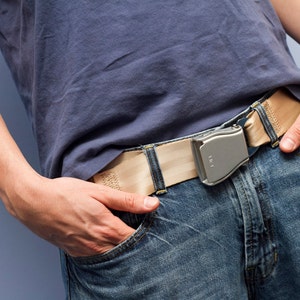 The FlyBuckle™ Fashion Belt made with Airplane Seat Belt Buckle and Actual Seat Belt Strap 5 Sizes & 6 Colors image 4
