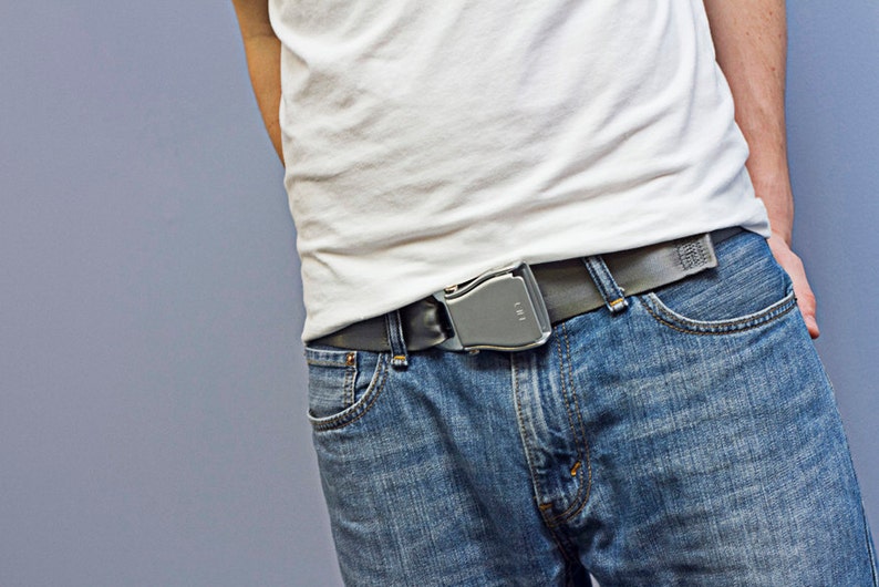 The FlyBuckle™ Fashion Belt made with Airplane Seat Belt Buckle and Actual Seat Belt Strap 5 Sizes & 6 Colors image 2