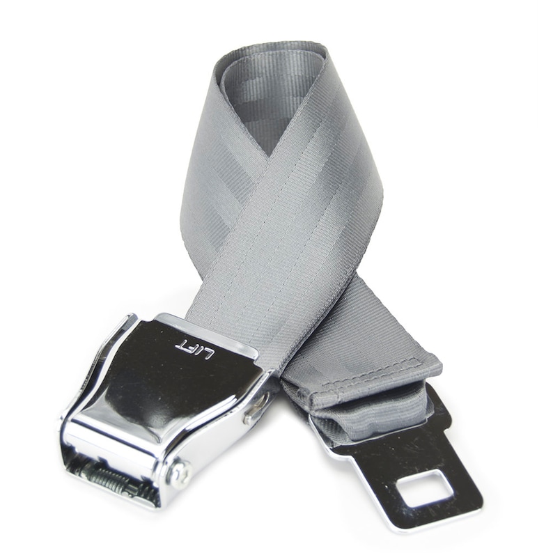 The FlyBuckle™ Fashion Belt made with Airplane Seat Belt Buckle and Actual Seat Belt Strap Cement (gray)