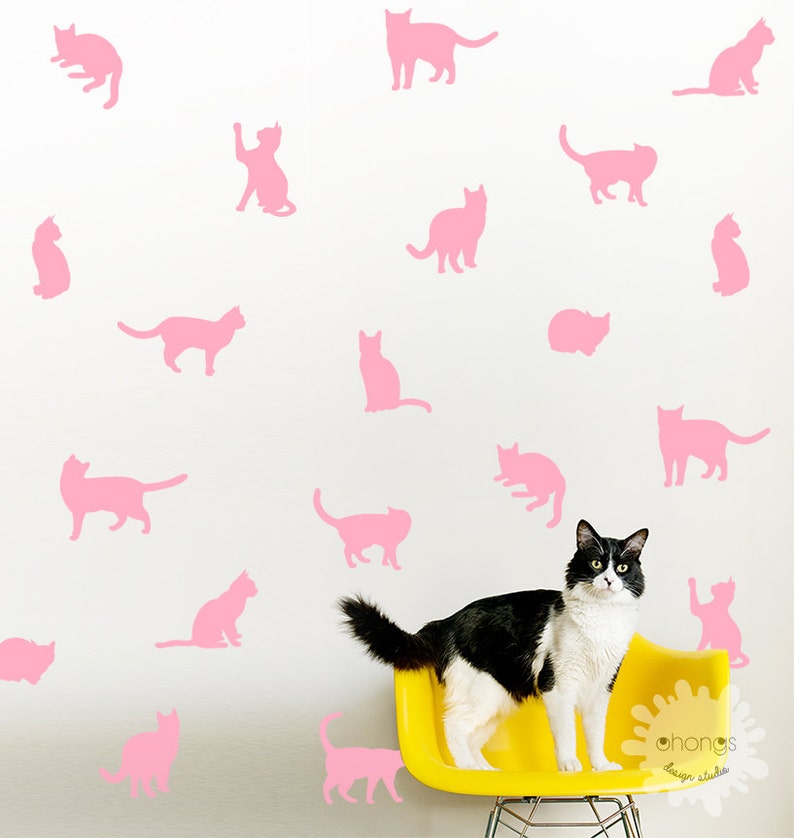 Cat wall decal / Kitty Wall Decal / 36 Cats Sticker / Kids Etsy