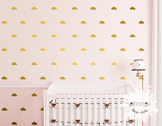 Living room Baby room or Windows. Bedroom Metallic Playroom Waterproof and Removable for the Nursery Trendy {Pack of 64} 2 Vinyl Gold Polka Dots Wall Decal Stickers