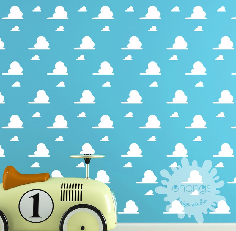 Toy Story style clouds / Cloud Wall Sticker / Cloud Pattern Etsy
