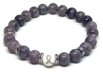 Limited Edition Parkinsons Awareness Gray Grey Ribbon Unisex Mens and Womens Stretchy Bracelet