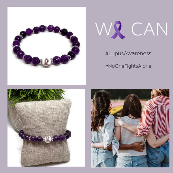 Limited Edition Lupus Awareness Purple Ribbon Unisex Mens and Womens Stretchy Bracelet