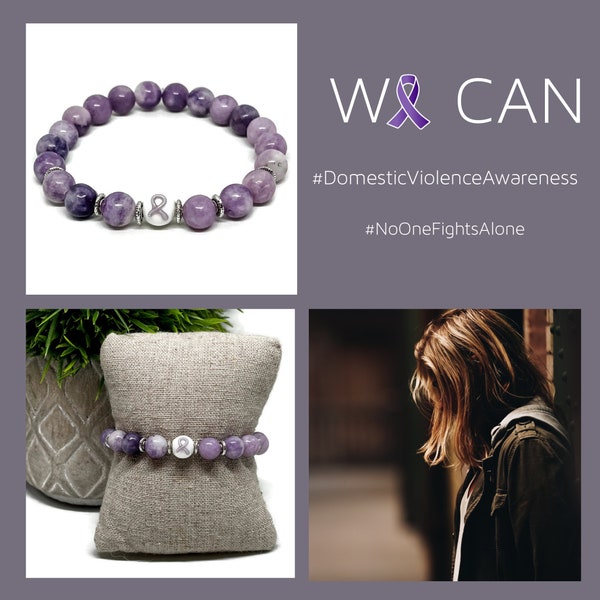 Limited Edition Domestic Violence Survivors Awareness Unisex Mens and Womens Stretchy Bracelet