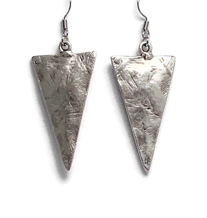 Hammered Triangle Silver Dangle Earrings Boho Earrings Boho Jewelry Date Night Jewelry Gemstone Earrings Womens Earrings Gift Idea for Her