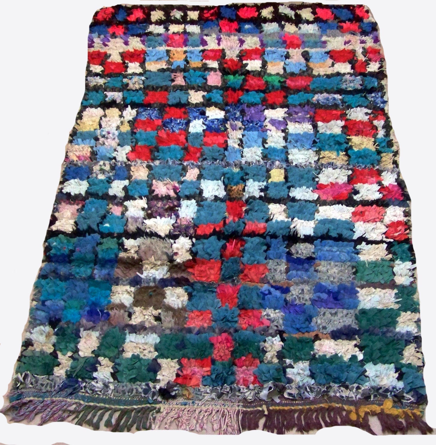 Moroccan Boucherouite Rug 24 | Boucharouette 185 X 117 cm | 73 46 Berber Tapis Marocain | Boucharoue