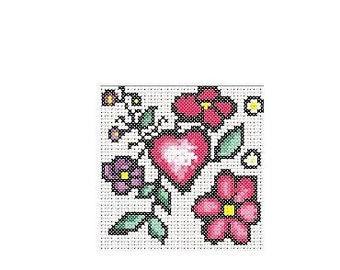Cross stitch "Spring flowers" - Digital PDF Download colours symbols pattern download instantly
