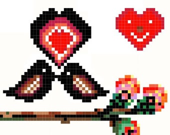 I love you, a Valentines Day Cross Stitch pattern Birds Love cross stitch art  Cute cross stitch Letters pattern modern cross stitch - PDF
