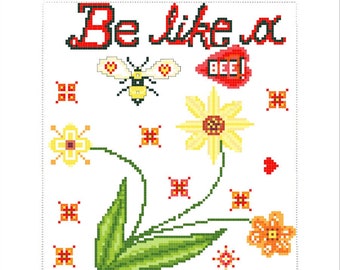 CROSS STITCH Digital PDF Download ** instant download** Be like a bee grid colours symbols pattern for Afghan or Tunisian crochet knitting