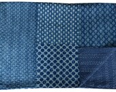 Indigo Blue PATCHWORK KANTHA Quilt Blanket Bedspread Throw Gudari Ralli India Bedding Patchwork Quilt Twin Bohemian Quilt Blue Color Patch