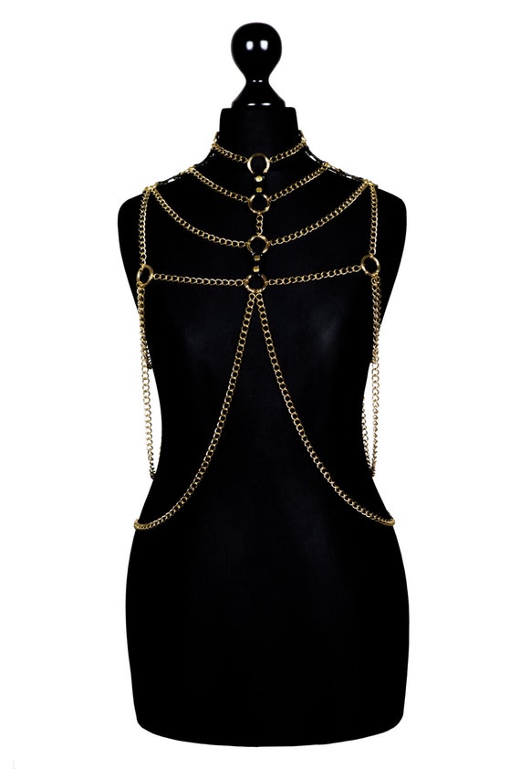 Gold Metal Body Chain Harness VII bodychains bodychain Etsy