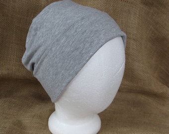 Chemo Hat Very Soft Heather Gray Bamboo - Womens or Mens Cancer Headwear Chemo Cap and Slouch Beanie