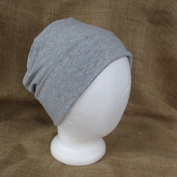 Chemo Hat Very Soft Heather Gray Bamboo - Womens or Mens Cancer Headwear Chemo Cap and Slouch Beanie