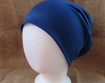 Royal Blue Bamboo Chemo Hat - Women or Men Beanie Slouch Cap Cancer Headwear