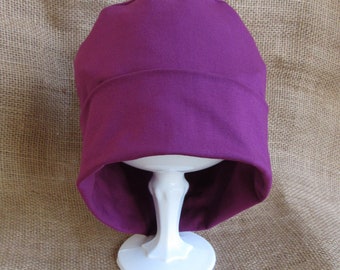 Chemo Hat Purple Plum Bamboo - Womens Cancer Headwear Chemo Cap and Slouch Beanie