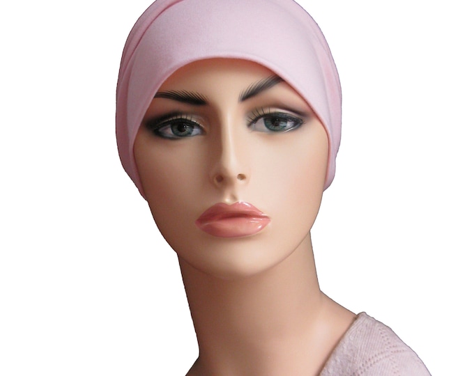 Pink Bamboo and Cotton Womens Chemo Hat  - Chemo Ca p and Cancer Headwear Slouch Beanie