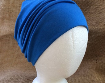 Men or Womens Bamboo Chemo Cap - Ocean blue, Periwinkle or Medium Blue Chemo Hat Womens Beanie Slouch Hat Cancer Headwear