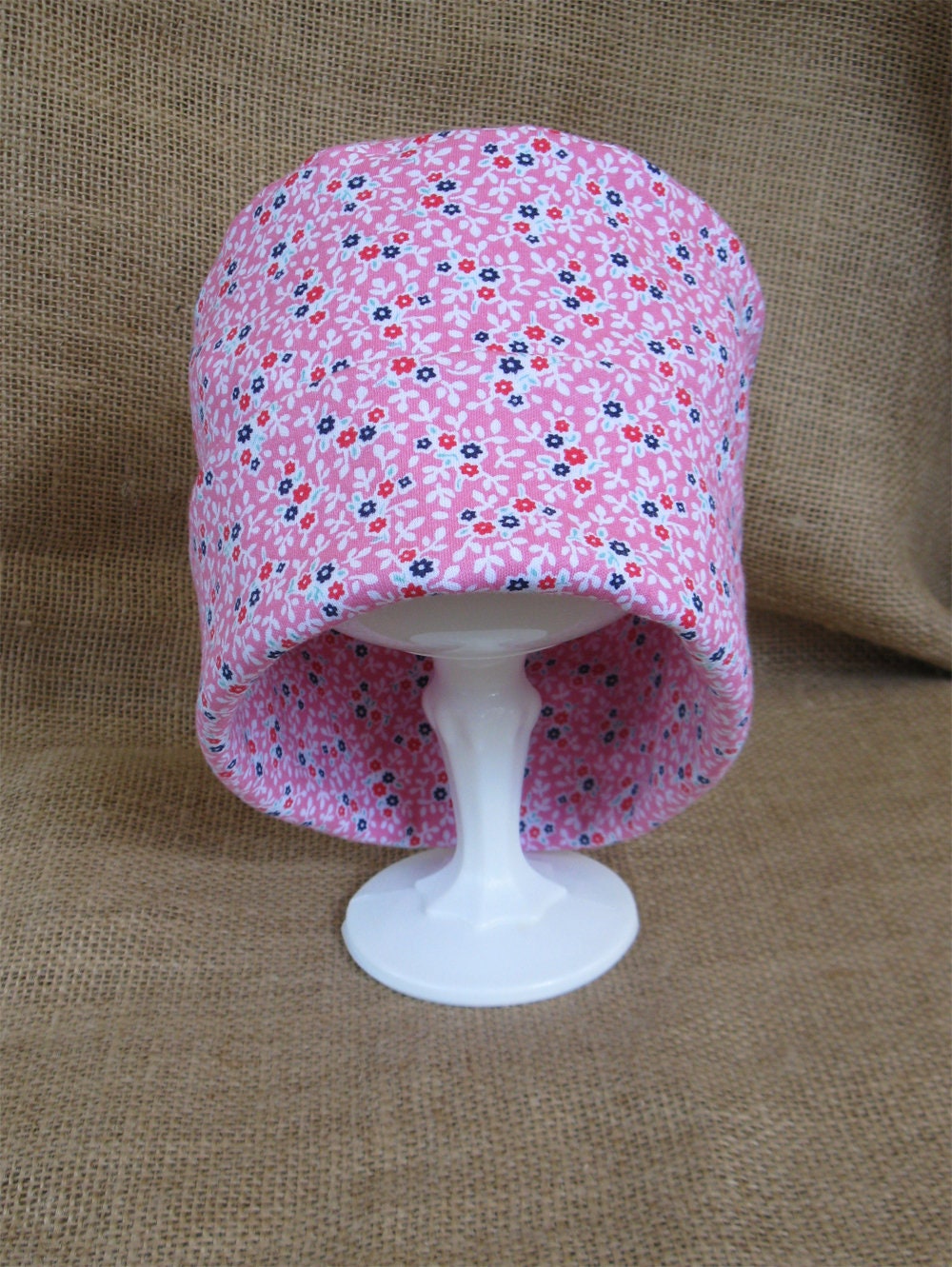 Pink Flower Chemo Hat for Cancer Patients 100 Percent Soft Cotton Floral Chemo Cap Chemo Headwear