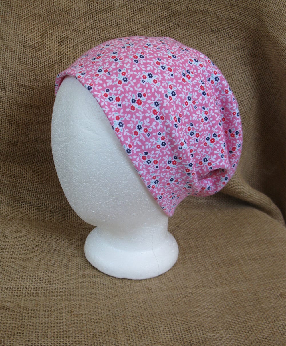 Pink Flower Chemo Hat for Cancer Patients 100 Percent Soft Cotton Floral Chemo Cap Chemo Headwear