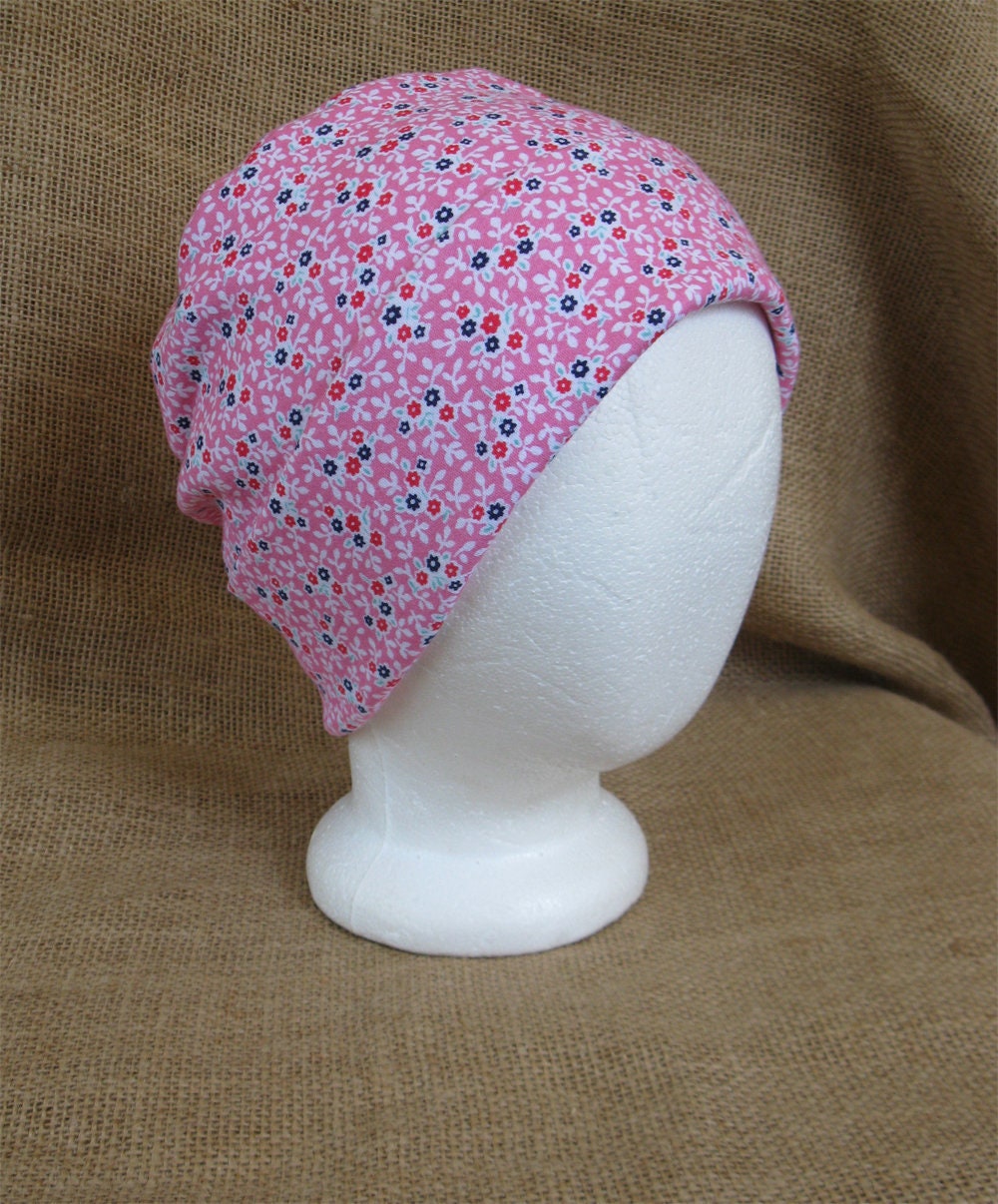 Pink Flower Chemo Hat for Cancer Patients 100 Percent Soft Cotton Floral Chemo Cap Chemo Headwear