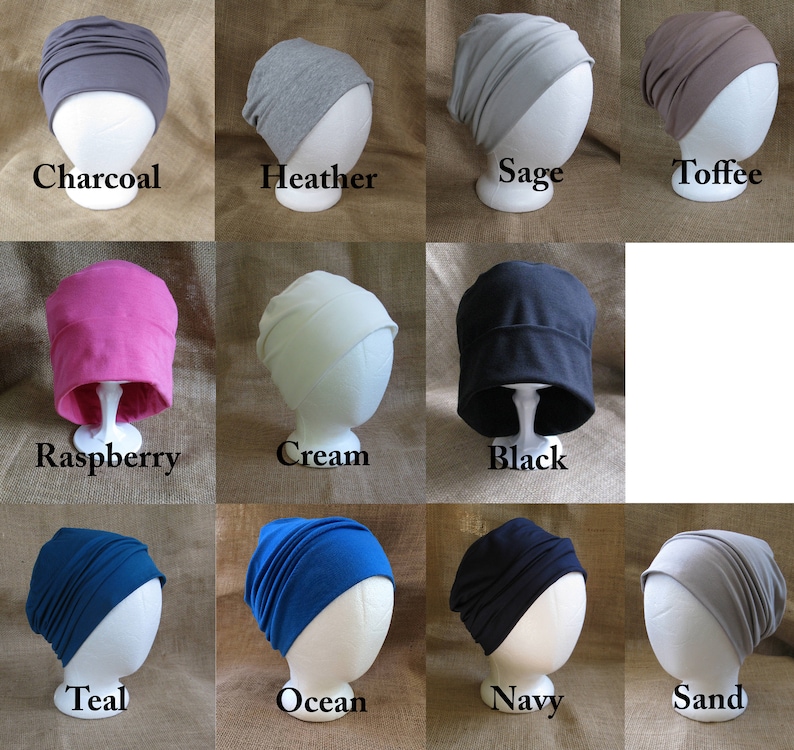 Bamboo Chemo Cap Headwear for Men or Women Soft Pastel Sage, Toffee, Pink, Teal or Black, Chemo Hat for Cancer Headwear and Slouch Beanie image 4