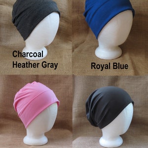 Bamboo Chemo Cap Headwear for Men or Women Soft Pastel Sage, Toffee, Pink, Teal or Black, Chemo Hat for Cancer Headwear and Slouch Beanie image 5