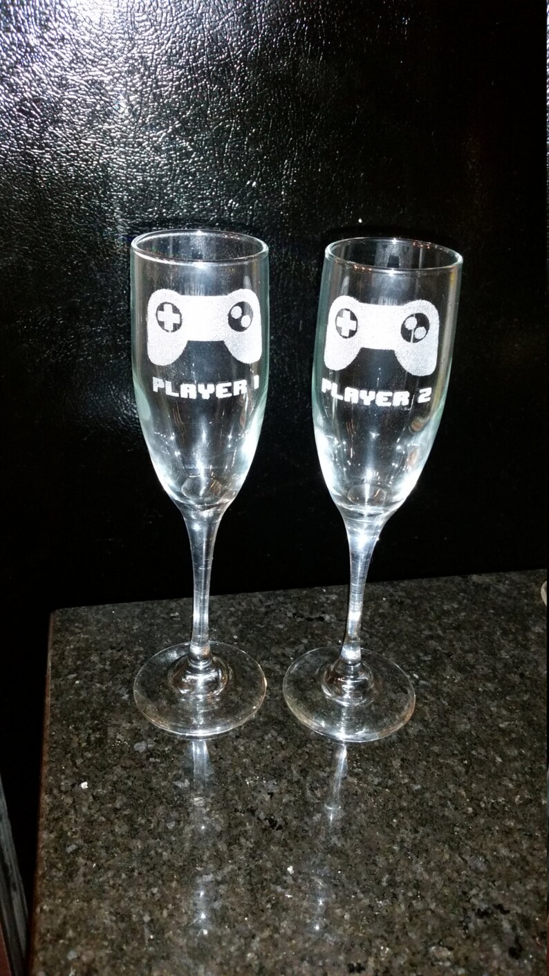 PLAYER 1 and PLAYER 2 Video Game Wedding Champagne Flutes Etsy