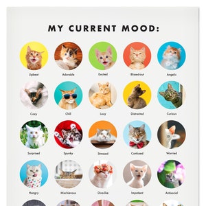 Funny Cat Mood Chart - Art Print for Cat Lovers, Featuring Sassy Cats - 11x14&quot; - Made in USA