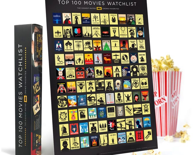 Official IMDb Top 100 Movies Scratch off Poster - Gift for Movie Lovers and Film Fans - Premium Art Print, Made in USA