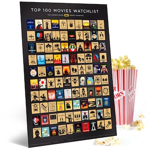 Offizielles IMDb Top 100 Filme Rubbelbild - Geschenk für Filmliebhaber und Filmfans - Premium Kunstdruck, Hergestellt in den USA