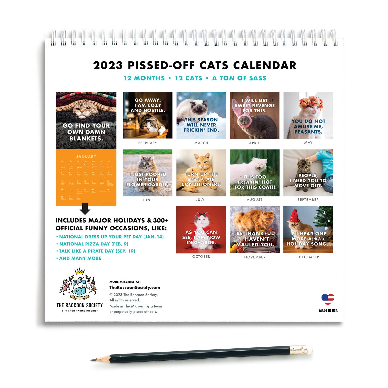 2023-pissed-off-cats-calendar-funny-cat-wall-calendar-etsy