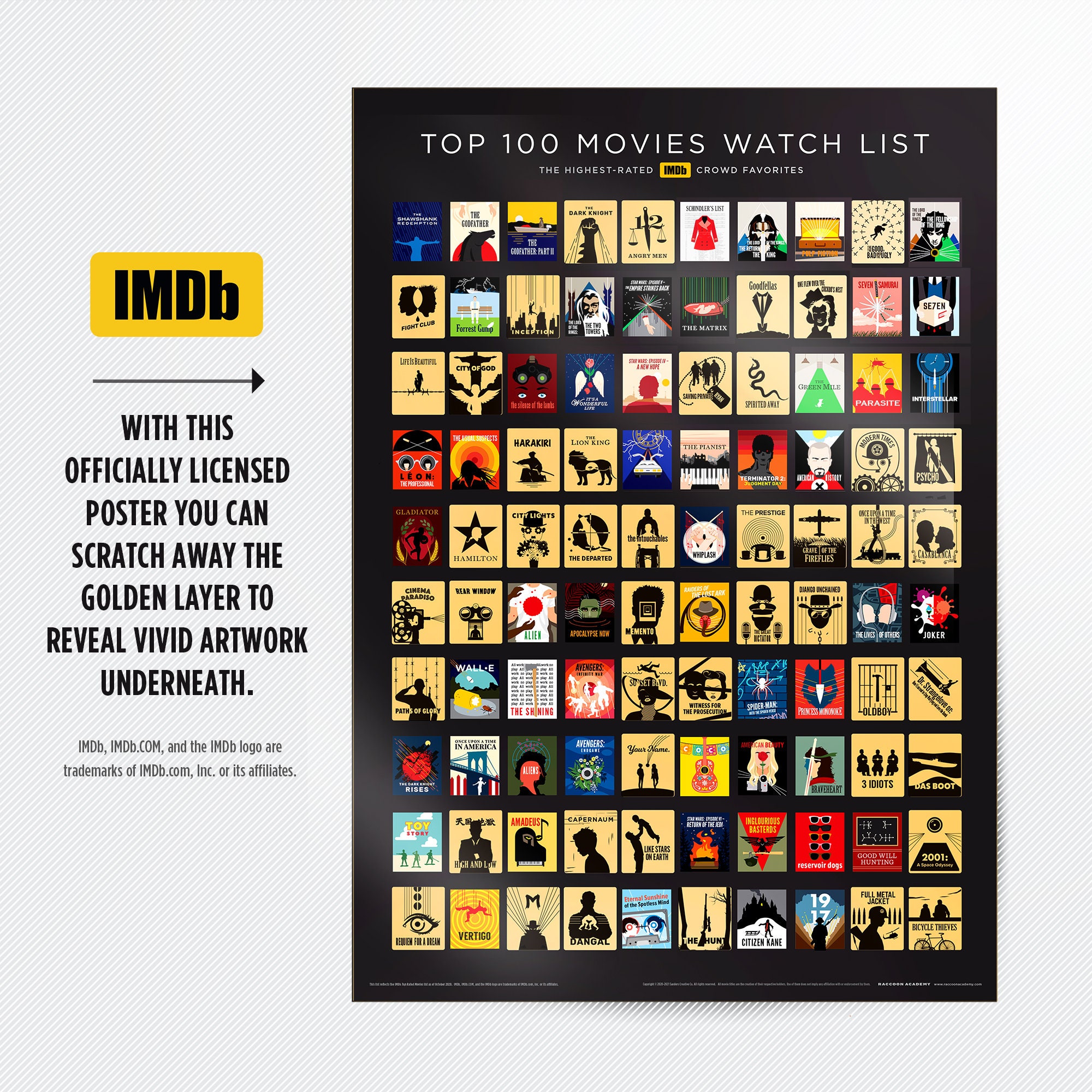 Official IMDb 100 Movies Scratch-off Poster | Etsy