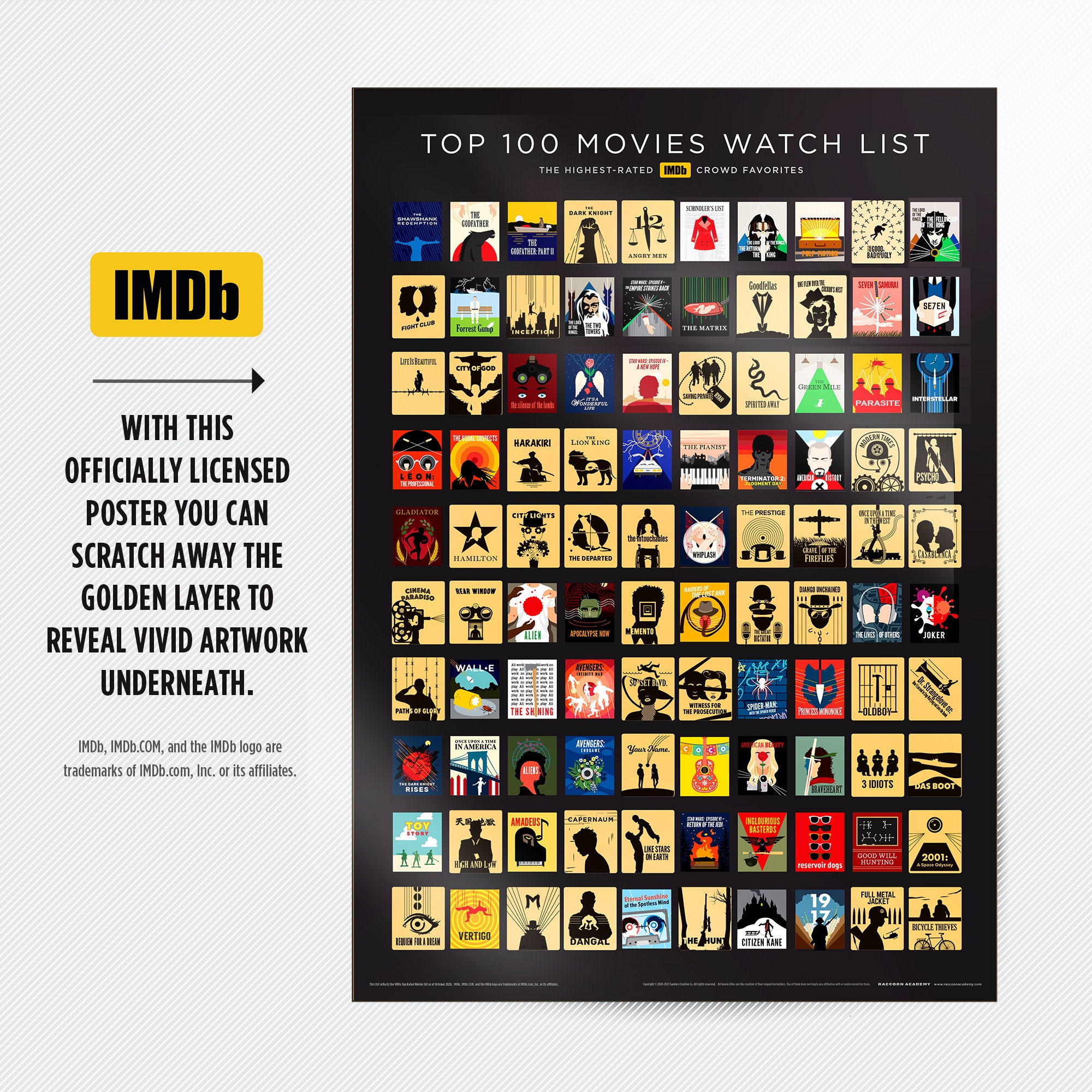 Affiche de grattage de 100 films - Article de décoration - Achat