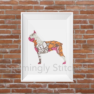 Counted Cross Stitch Pattern - Boston Terrier Dog - Instant Digital Download PDF