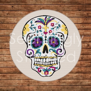 Counted Cross Stitch Pattern - Sugar Skull - Instant Digital Download PDF