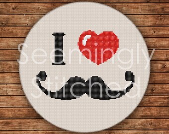 Schema punto croce contato - I baffi a cuore - Download digitale istantaneo PDF