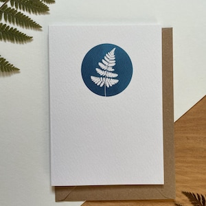 Carte de voeux fougère I Carte cyanotype I Carte vierge I Carte de voeux pour un amoureux de la nature I Carte écossaise A6 I Carte de remerciement I Carte pour jardinier