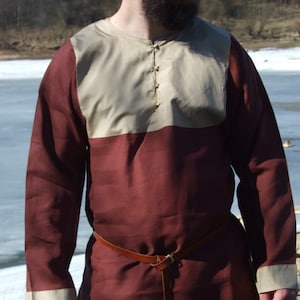 Viking Slavic Shirt with silk trims and bronze buttons