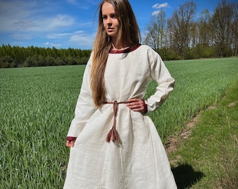 Medieval linen dress, viking costume, reenactment