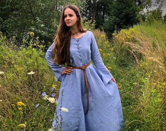 Medieval linen dress, cotte simple, celtic dress, fantasy