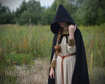 Hooded cloak made of wool, unisex, viking