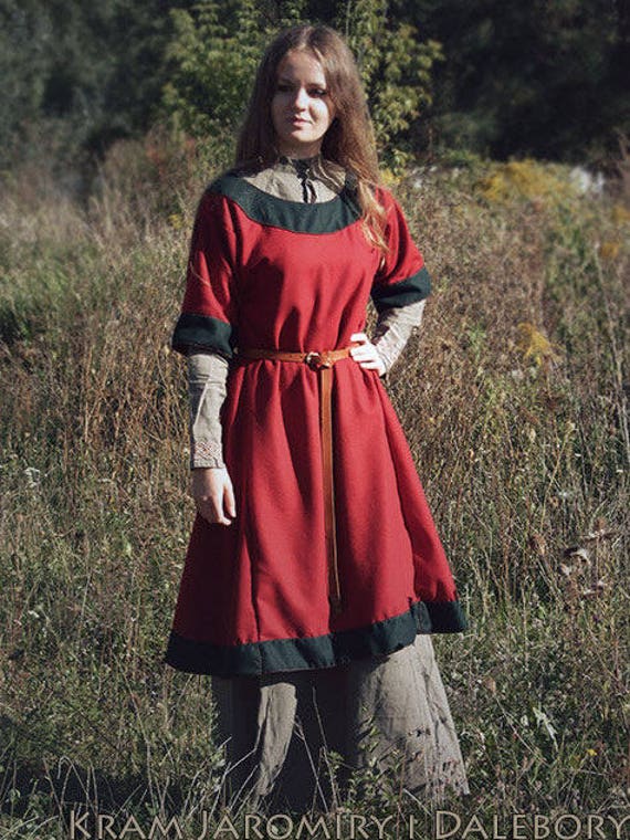 Robe médiévale en laine, tunique, costume de viking