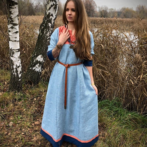 Viking Slavic Rus Underdress Linen Dress Early Medieval - Etsy